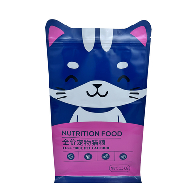 kupować 1.5kg Niestandardowy kształt kotów Stand Up Flat Box Bottom Pet Cat Food Packaging Bags Pocket z ponownie zamykanym zamkiem online manufacture