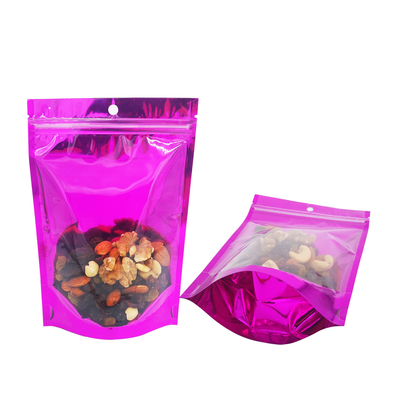 kupować 4X6 Inch Front Side Clear Window Back Foil Purple Color Stand Up Mylar Bag Pocket z ziplockem do pakowania żywności online manufacture
