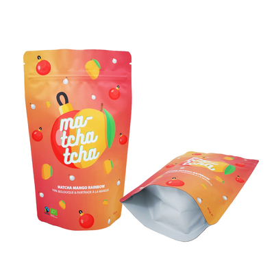 kupować Rainbow Design Elegantny Matte Foil Liner Plastic Stand Up Pockets Custom With Zip Lock For Matcha Mango Powder online manufacture