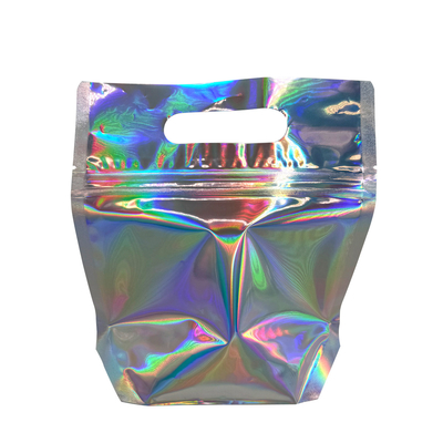 kupować Niestandardowe Mylar Holograficzne worki z zamkniętymi drzwiami, folia odporna na zapach, torby z zamkniętymi drzwiami z otworem do uchwytu dla imprezy. online manufacture