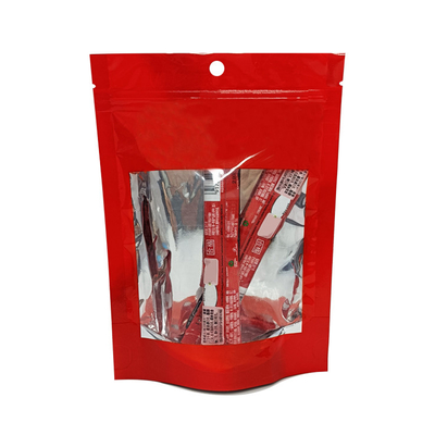 kupować Glossy red reselable Ziplock Custom Printed Coffee Bag with Clear Window Foil Back Bottom for Packaging Instant Coffee (Bliska czerwona, ponownie zamykana torba do kawy z zamykanym zamkiem z przejrzystą folią okienną) online manufacture