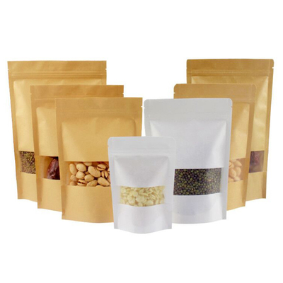 kupować Znowu zamykane zamki i przejrzyste okna, kompostowalne torby stand-up, naturalny papier kraft stand-up online manufacture
