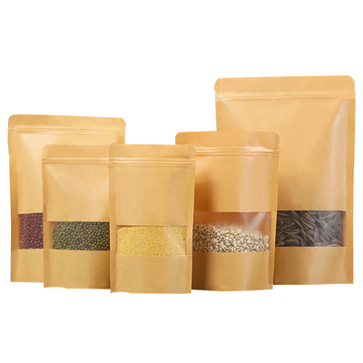 kupować W magazynie Kraft Stand Up Pockets With Recloasable Zipper For Rice Przyprawy Fasola Cukierki Snacks online manufacture