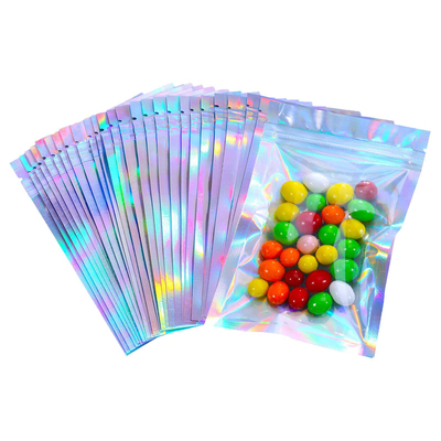 kupować Wypieczętowalne, ponownie zapieczętowalne, holograficzne torby Mylar z zamkniętym zamknięciem zamkiem do pakowania żywności online manufacture