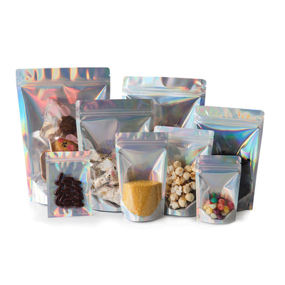kupować 4.7x7.9 cali ponownie zamknięte Mylar Holograficzne Ziplock Foil Stojące worki do cukierkowej kawy online manufacture