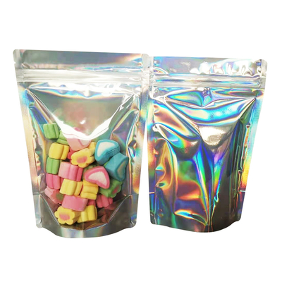 kupować Znów zamykająca się folia aluminiowa Przejrzysta przednia 4x6 holograficzna stand up torby Mylar do biżuterii makijaż lakier wargi opakowanie przechowywanie online manufacture