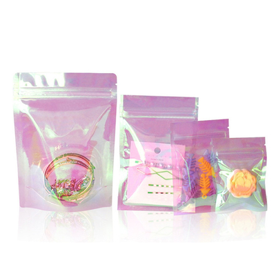 kupować 13x18x3cm Laser Hologram Rainbow Pink Stand Up Poch Bags z zamkiem do cukierków, biżuterii, akcesoriów online manufacture