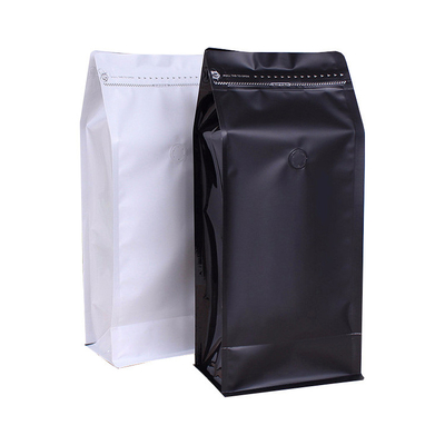 kupować 1lb Biały Czarny Wysoka bariera Płasko dolne worek do kawy Folia aluminiowa z zaworem ponownie zamykalnym zamknięciem bocznym online manufacture