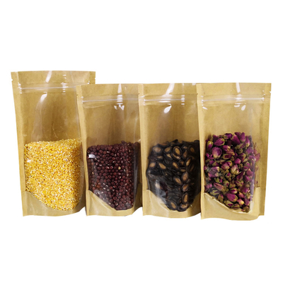 kupować Drukowanie cyfrowe odporne na wilgoć Zipper Kraft Paper Stand Up Pocket For Dry Food Snacks Candy Bean Packaging online manufacture
