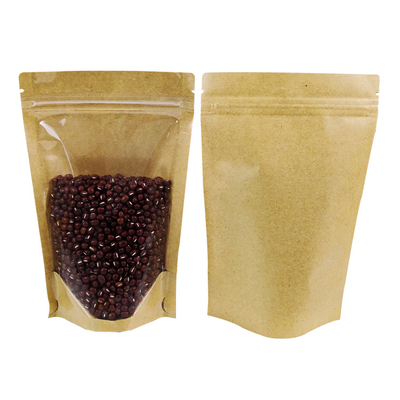 kupować Laminat Gusset Brązowy Papier Kraft Stand Up Pocket With Zipper Closure For Food Beans Packaging online manufacture