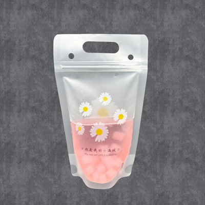 Daisy Flower Design Stand Up Pojemniki soku Zipper Smoothie Bags dla dorosłych Gorące i zimne napoje Alkohol ze słomkami