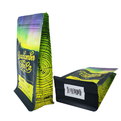 340 gramów 12 oz Matte płaskie dolne bok Gusset torebki z kawą z zaworem i przednim zamkiem