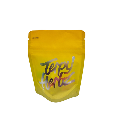 Maty żółty skrajalny jednostronny folia jednostronna czysta stand up torby 3,5 G Weedwith Childproof Zipper