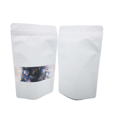 Plain White Matte Surface Reusable Stand Up Mylar Bags for Food Storage Packaging with Reclosable Ziplock and Window (Prawnie używalne stand-up torby Mylar do opakowań do przechowywania żywności z zamykanym zamkiem i oknem)