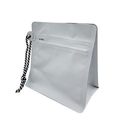 250g 0,5lb 8oz Matte White Foil Flat Bottom Coffee Bag z zawórem bocznym zamkiem i sznurkiem