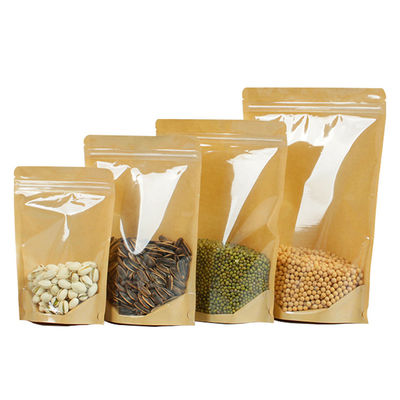 4.7x7.9 Inch Plastic Clear Front Brown Kraft Back Reclosable Stand Up Ziplock Pouch Bags Doypack dla opakowań żywności